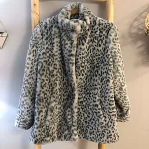 Something Navy Faux Fur Midi Coat